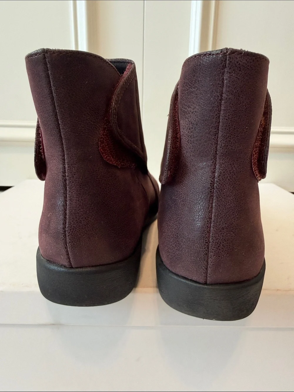 Women’s Clark’s Cloudsteppers Casual Burgundy Ankle Boots - Slip-On Comfort